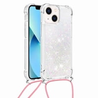 Funda Foxdock Para Iphone 14 Con Cuerda Ajustable, Brillo Líquido, Protección Antigolpes Y Lente – Ideal Para Regalo