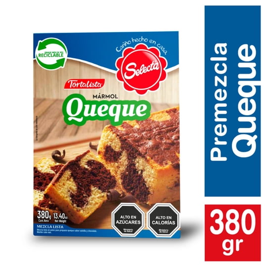 Premezcla Tortalista Queque Mármol Caja 380 g Selecta
