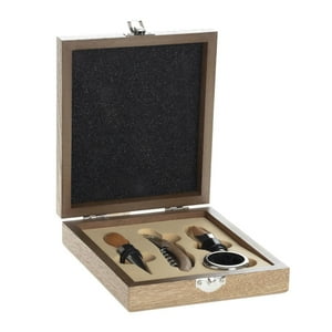 Secret De Gourmet - Kit De Vino 4 Piezas Con Caja De Madera Secretdegourmet Beige