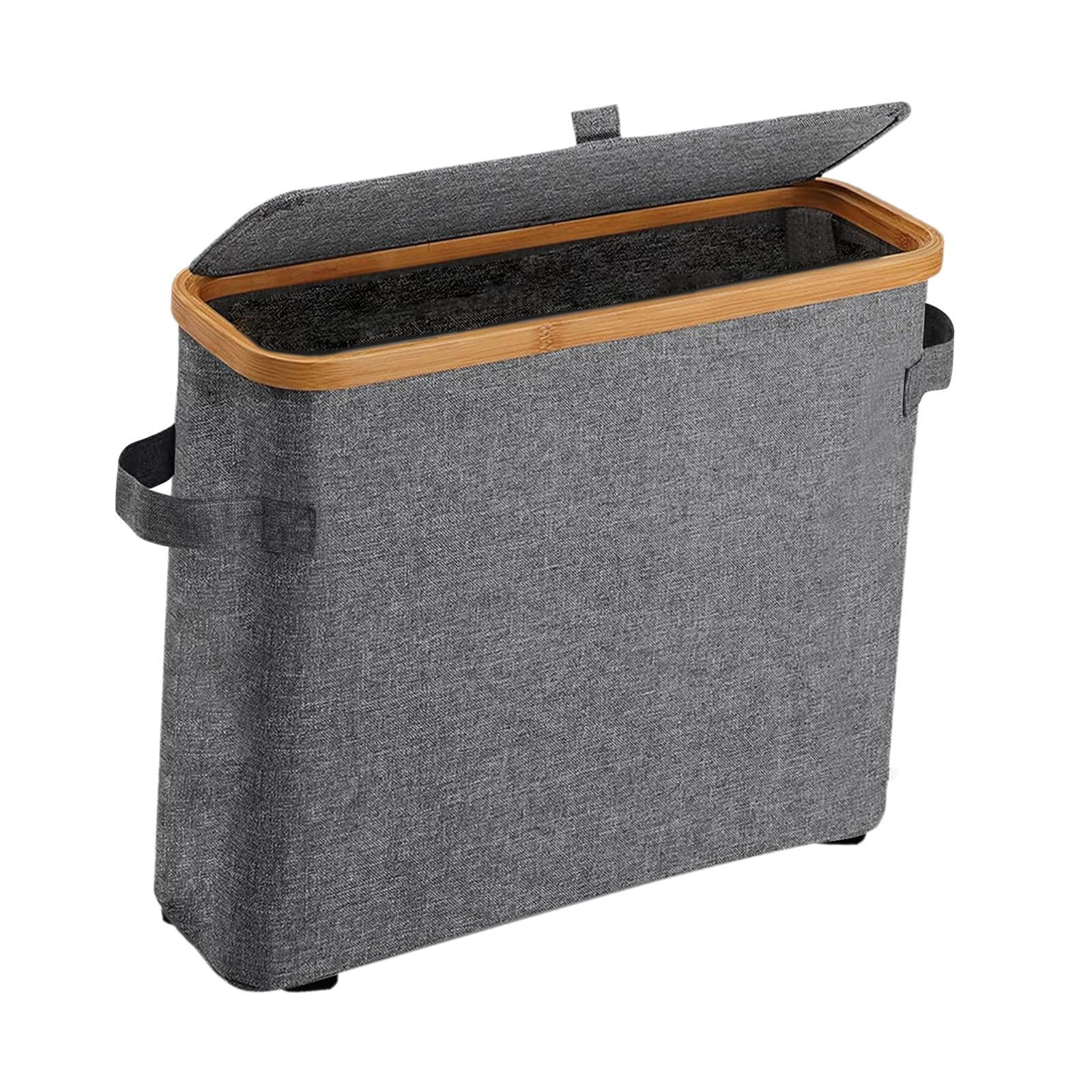 Magideal - Soporte De Papel Higiénico De Bambú Para Almacenamiento De Papel Higiénico, Accesorios, Organizador De Baño Que Ahorra Espacio Con Tapa De Bambú Para Gris