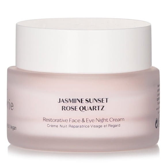 Crema de noche Flanerie restauradora para rostro y ojos con cuarzo rosa
