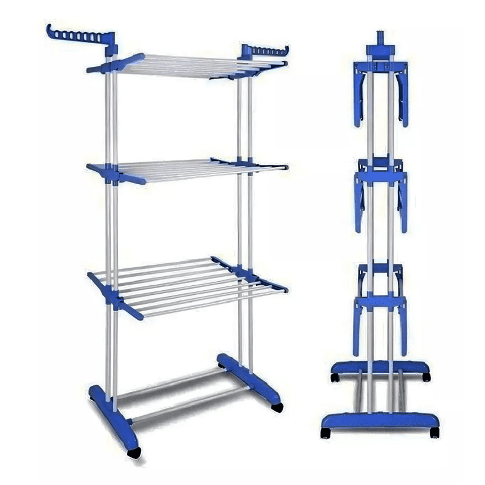 Mundo Shopping - Tendedero Vertical De Metal De 3 Niveles Azul