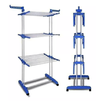 Mundo Shopping - Tendedero Vertical De Metal De 3 Niveles Azul