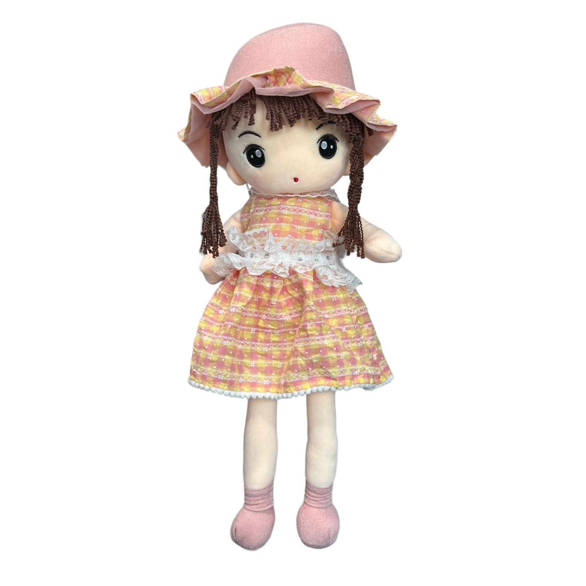 Oem - Muñeca De Trapo Grande De Peluche Vestido Cuadros