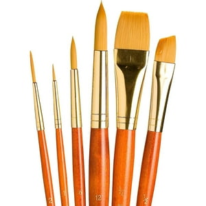 Set 6 Pinceles Princeton Mango Pelo Sintético Taklon Dorado