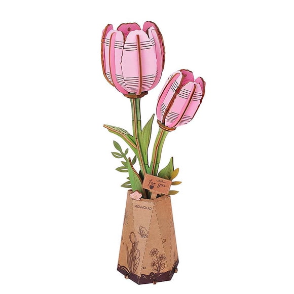 Flor de Madera Pink Tulip Tulipan Rosa Rolife