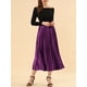 thumbnail image 5 of Falda de fiesta plisada midi con cintura elástica metálica para mujer NOMADIC NOOK S Púrpura, 5 of 7