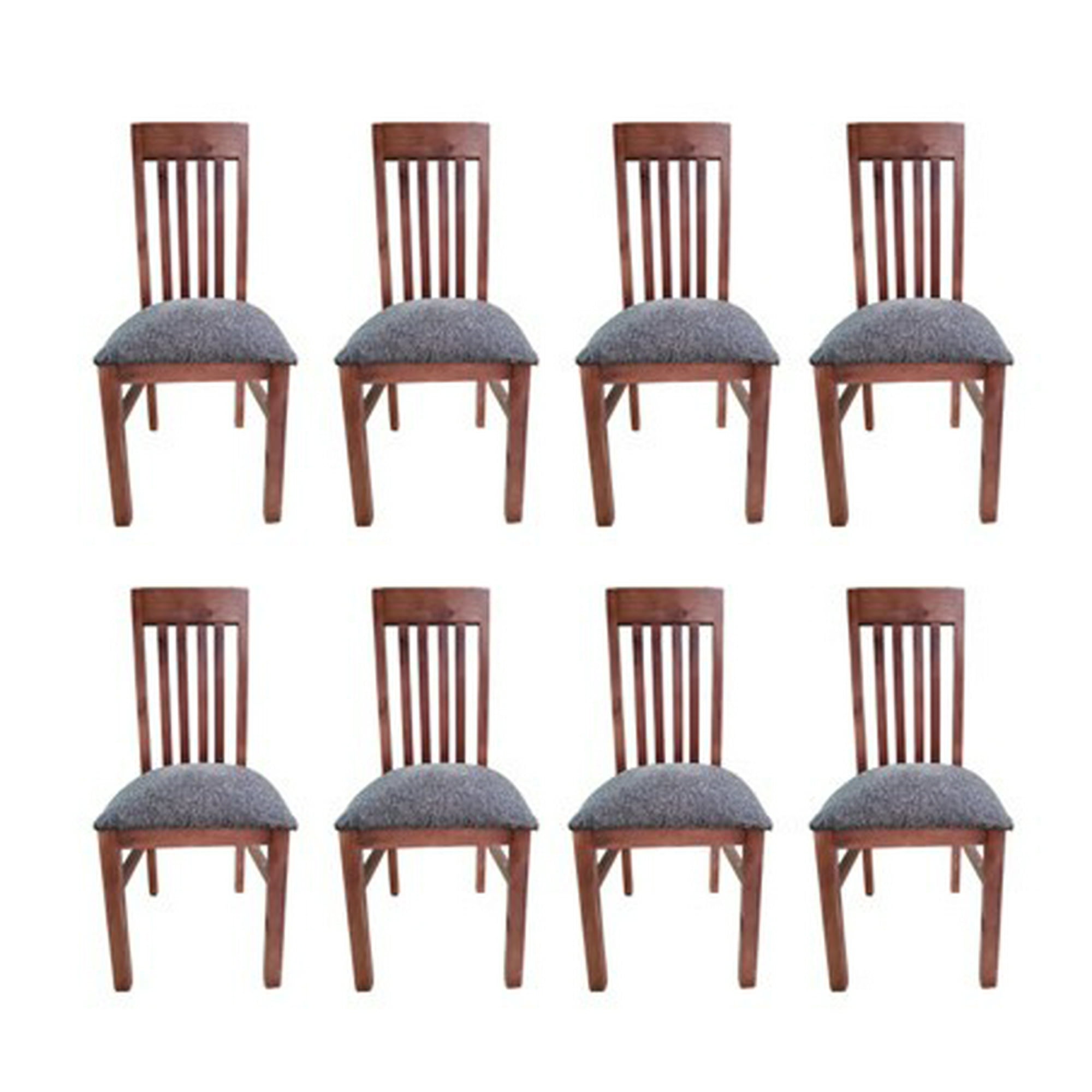 Koliat - Pack 8 Sillas Italia Nogal Tapiz Gris