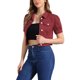 thumbnail image 4 of INSPIRE CHIC Chaquetas Casual para Mujer Chaqueta de Mezclilla Recortada con Botones y Mangas Abullonadas Talla S Rojo Vino, 4 of 6