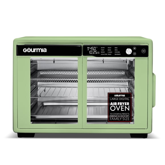 Freidora Gourmia French Door, 37 L, convección 360°, color verde