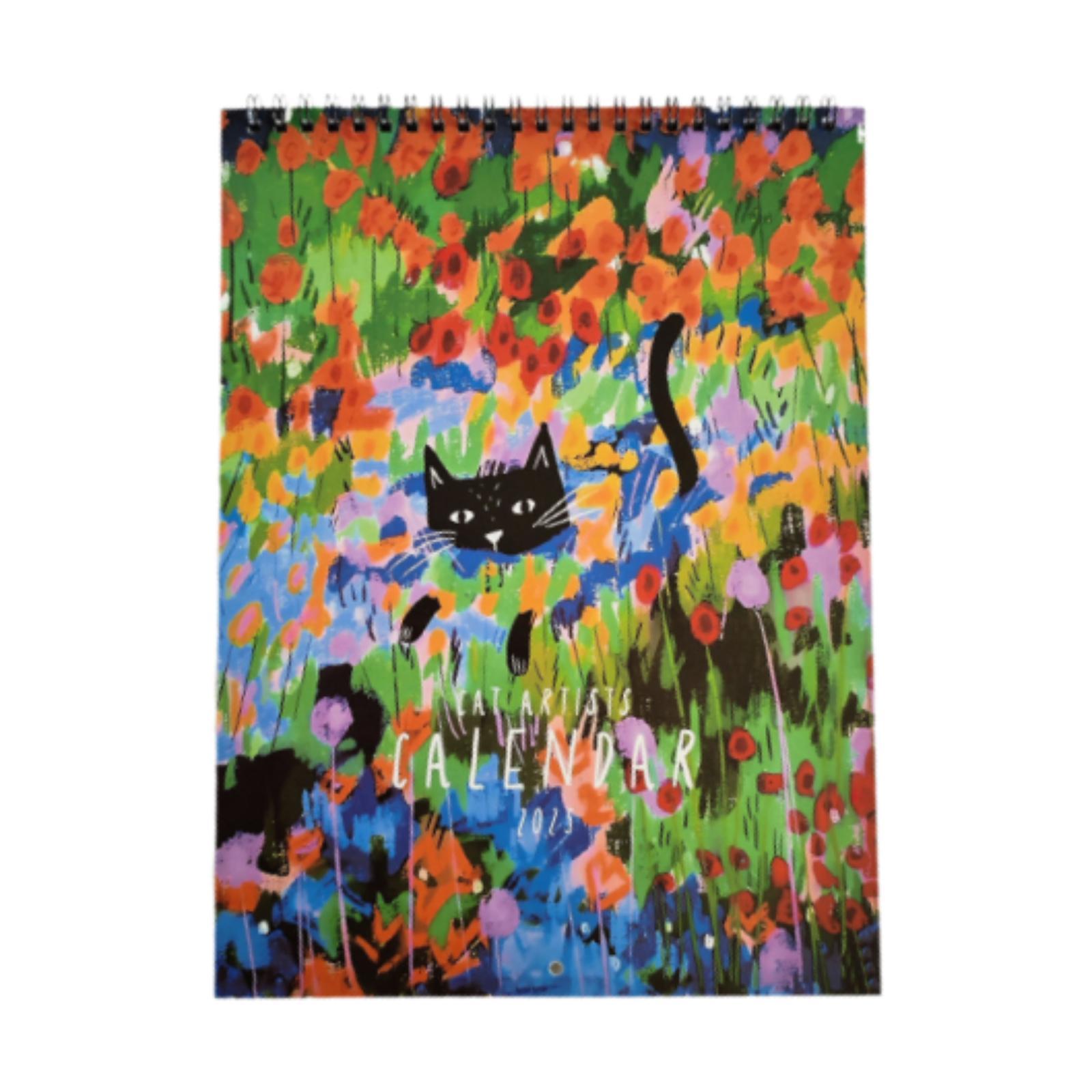 Magideal - Calendario De Pared 2025 Calendario De Pared En Espiral Calendario De Decoración Calendario Mensual Calendario De Oficina Para Días Festivos Sala De Gato De Hierba