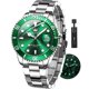 thumbnail image 1 of Reloj OLEVS de lujo de acero inoxidable verde impermeable para hombre, 1 of 9