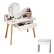 thumbnail image 3 of Tocador De Madera Con Espejo Y Taburete 80x40x122 Blanco Con Beige, 3 of 4