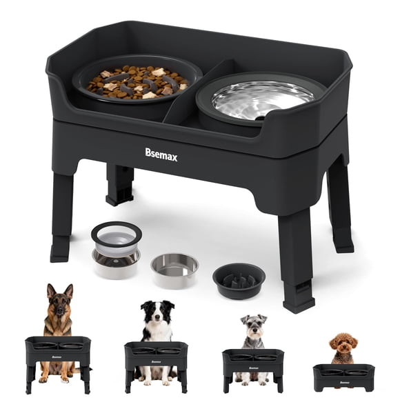 Comederos para perro Bsemax ajustables y elevados, 4 alturas, 2 de acero