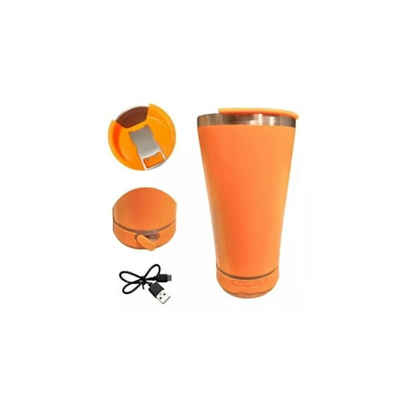 Vaso Térmico 473ml Parlante Inalámbrico Rgb Music Beer - NARANJA.