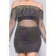 thumbnail image 3 of Saronite Vestido de Manga Larga con Cintura Alta, Fruncido y Encaje de Rejilla con Hombros Descubiertos, Negro (para Mujer), 3 of 5