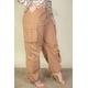 thumbnail image 3 of Saronite Pantalones de Paracaídas Fruncidos con Cordón, Dos Bolsillos Delanteros con Banda Elástica y Bolsillos con Solapa, Color Marrón Azúcar (para Mujer), 3 of 4