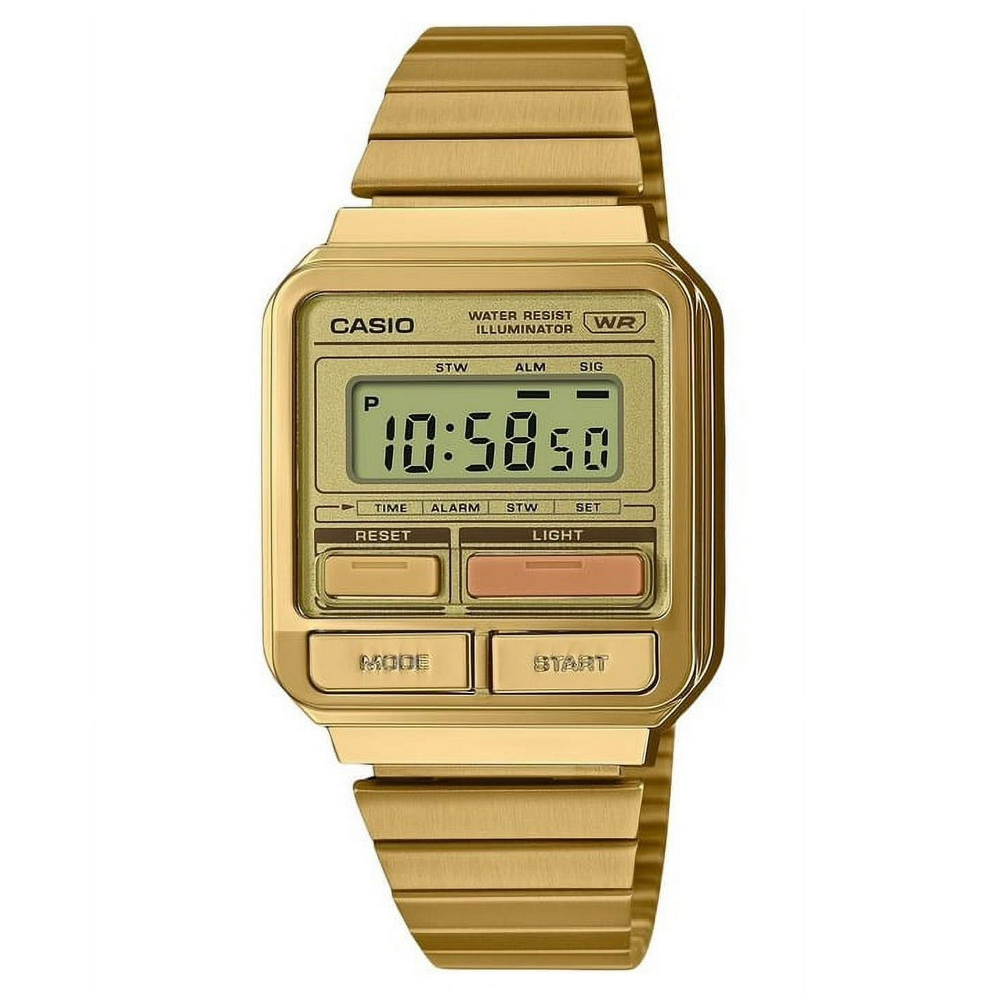 Casio - Reloj Vintage Digital Tono Dorado Acero Inoxidable Cuarzo A120weg-9a Unisex