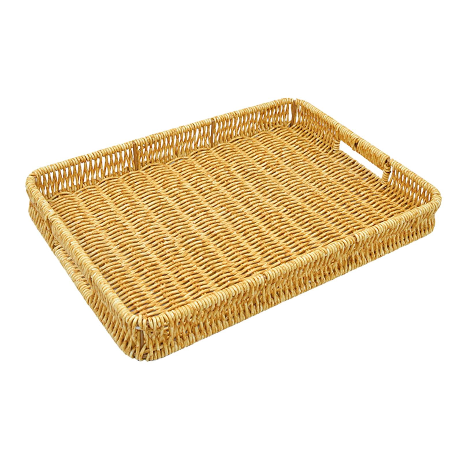 Bothyi - Bandeja Decorativa Para Mesa De Centro Elegante, Cesta Tejida, Bandeja Decorativa Para Alimentos Para Bebidas, 34x24x4cm