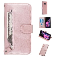 Gangxun - Funda Con Cremallera Para Samsung Galaxy Note 9, Carcasa Cartera De Cuero Pu Con Soporte Y Tarjetero