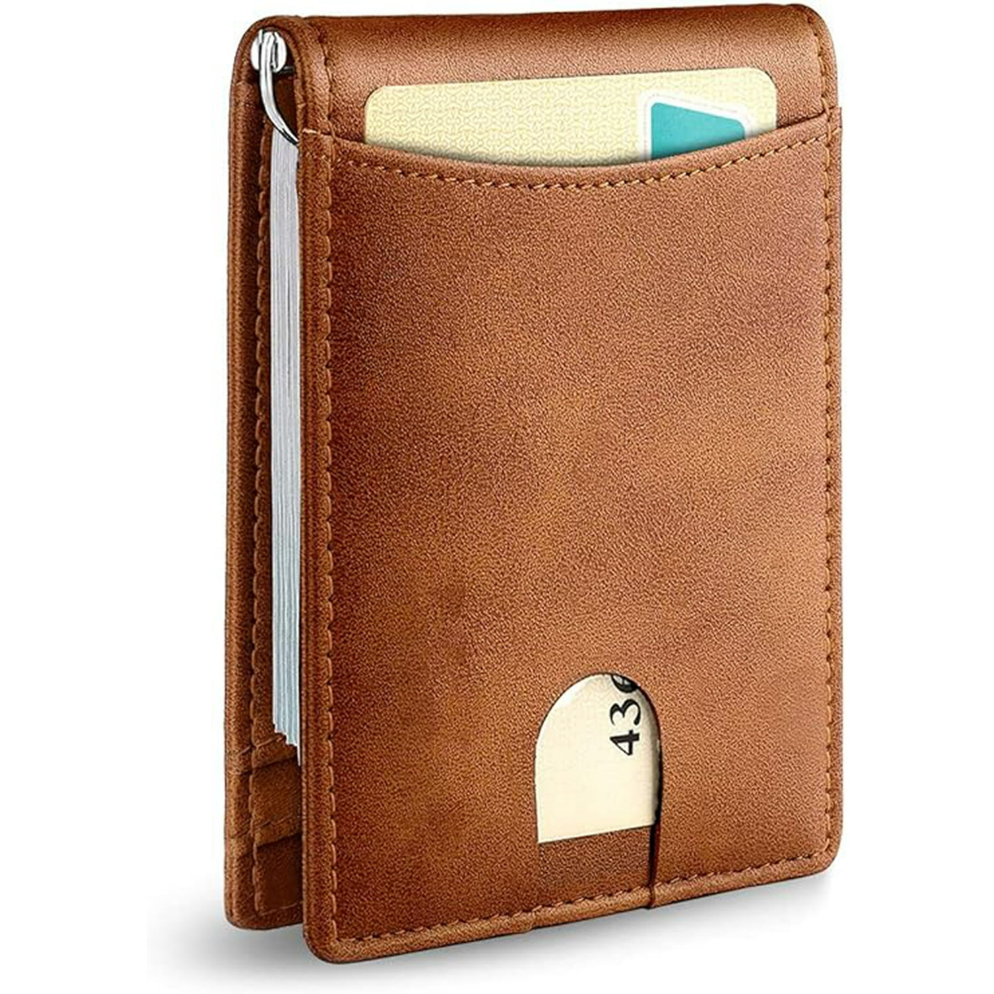 Veat00l - Billetera Para Hombres, Bolso Para Hombres, Diseño Delgado, Billetera Minimalista Y Cerradura Rfid, Material De Cuero Preferido