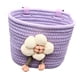 thumbnail image 1 of Cesta delantera para bicicleta de cuerda suave tejida para niños con juguete floral, apta para manillares de 2 a 5 cm para niñas, fácil y ligera de mo Púrpura, 1 of 5