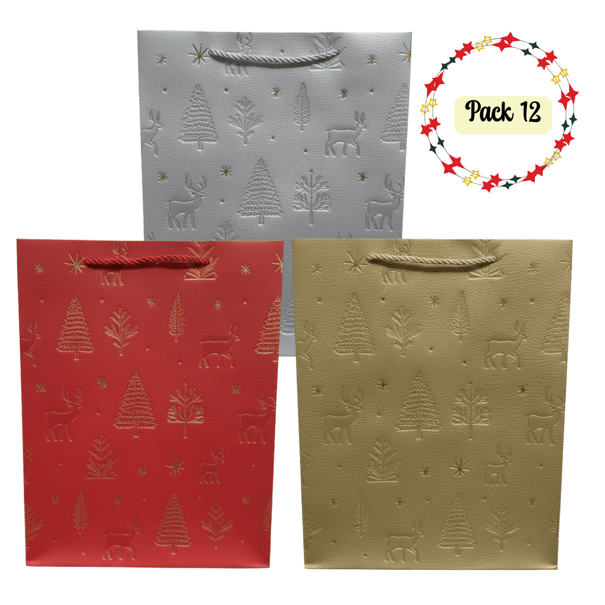 Genérico - Pack 12 Bolsas De Regalo Metalizada Colores Surtidos Navidad 2025