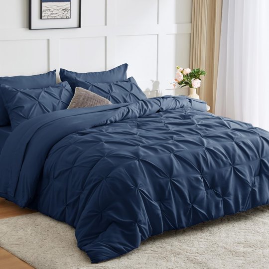 Juego De Ropa De Cama Cozylux, Edredón Azul Marino, Tamaño Queen, 7 Piezas