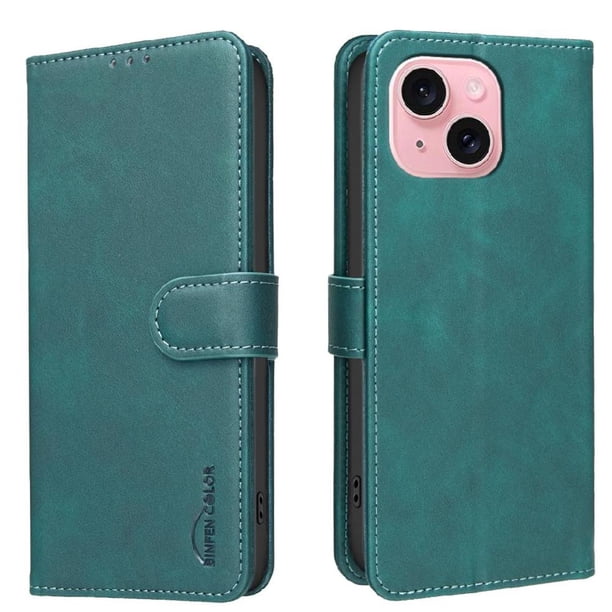 Funda Billetera para iPhone 14 Plus Protección RFID y Soporte Ajustable Verde