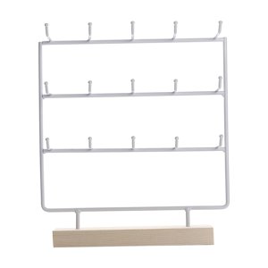 Ioensy - Estante De Exhibición De Joyería Con 15 Ganchos Para Tarjetas De Pendientes, Accesorios Para El Cabello, Colgante Blanco