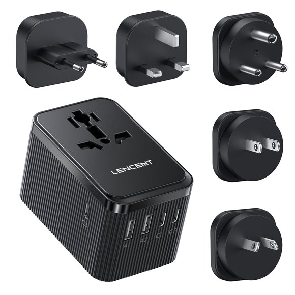 Adaptador de Viaje LENCENT 28W 6 en 1 USB‑C/A Tipo D/G/C/I