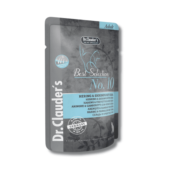 Alimento húmedo para gatos BS arenque con camarón y chía - Dr. Clauder's x5 Pouch