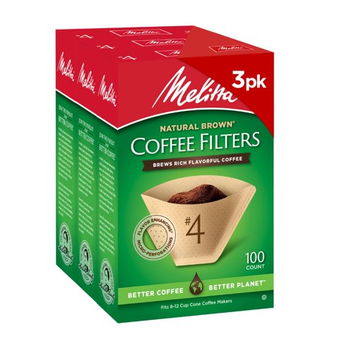 Filtros De Café Melitta #4 Cone Unbleached Brown, Paquete De 300
