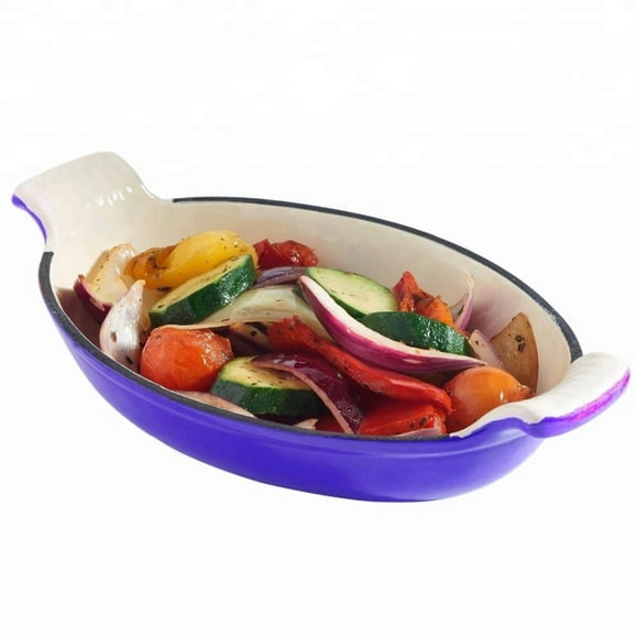 Plato de Hierro Enlozado 26 cm Ovalado Azul