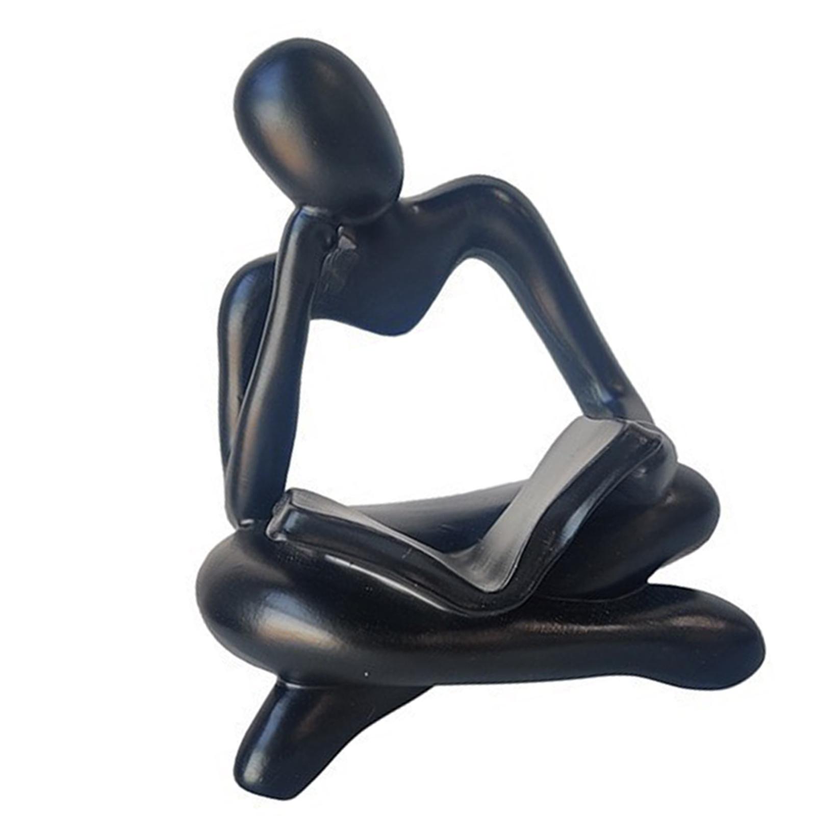 Magideal - Estatua De Pensador Abstracto De Estilo Nórdico, Colección De Adornos De Estante De Arte De Mesa, Escultura De Resina, Figurita Humana Para Decoración Negro