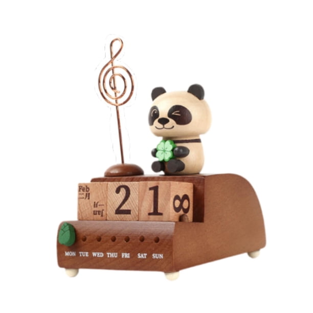 Calendario Música de madera Caja de decoración de decoración Ornamento de escritorio de artesanía para la fiesta del dormitorio del festival de escrit
