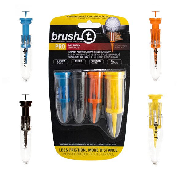 Tees de Golf BRUSH‑T 5 cm‑8 cm Paquete de 4 (Driver, Madera, XL)