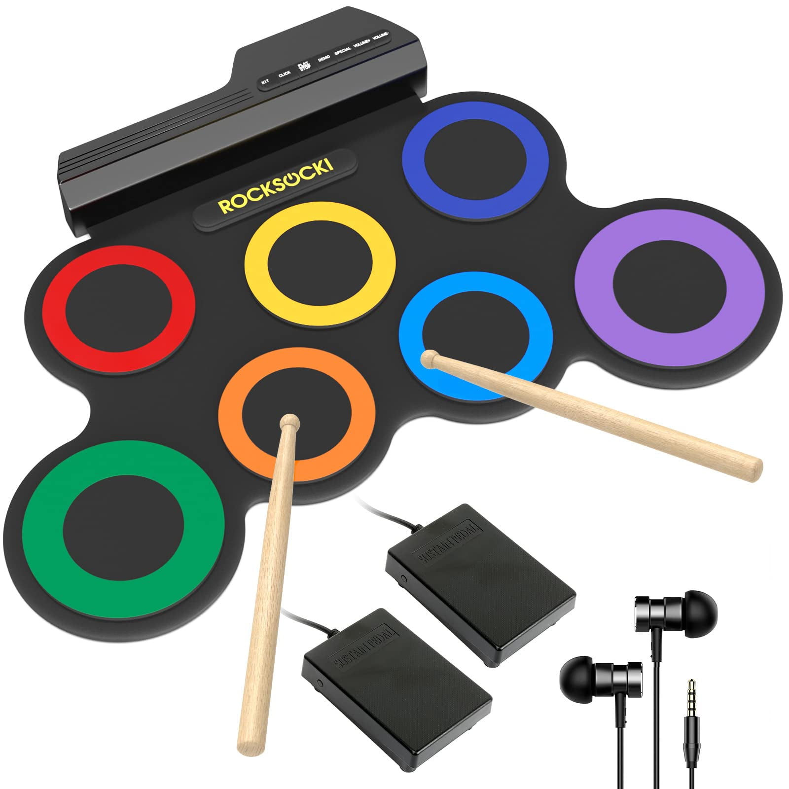 Batería Eléctrica Rocksocki 7-pad Kids Con Auriculares Y Bolsa