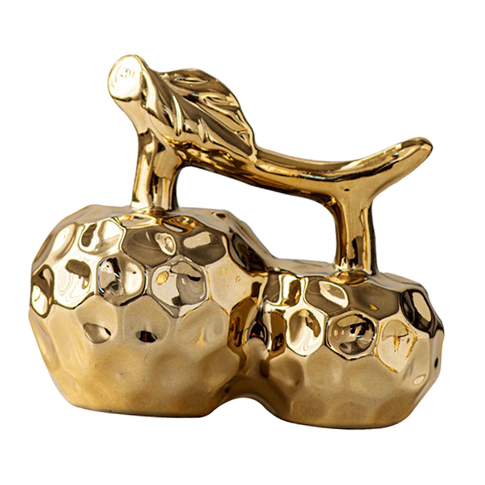 Magideal - Estatua De Fruta De Decoración De Manzana, Escultura De Decoración De Manzana De Cerámica Creativa Galvanizada Para Estantería, Decoración De , Oro S