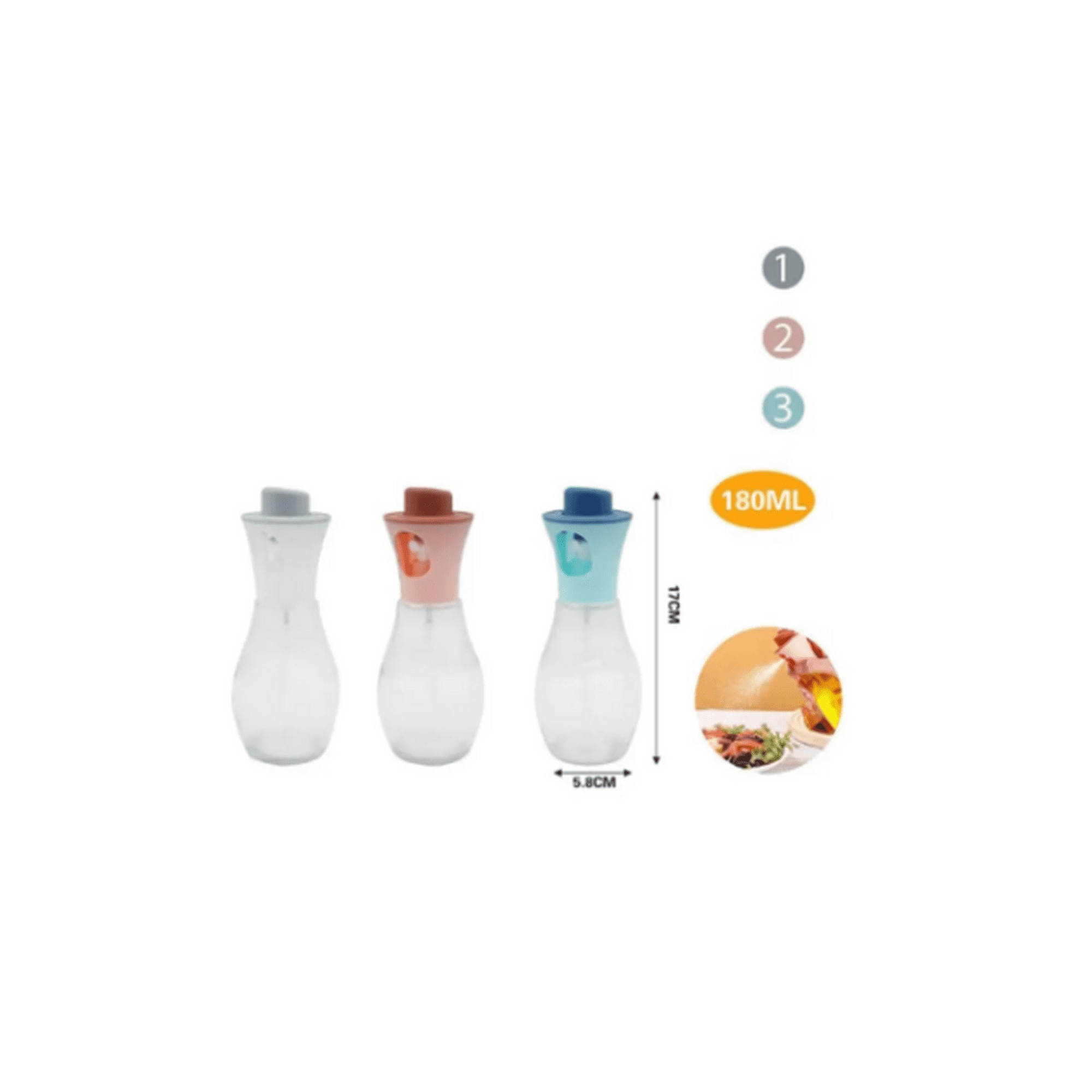 Genérico - Botella De Aceite De Vidrio Con Spray 180ml