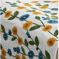 Genérico - Piecera Bordada + 2 Fundas De Cojín Diseño Floral 3 Color Blanco