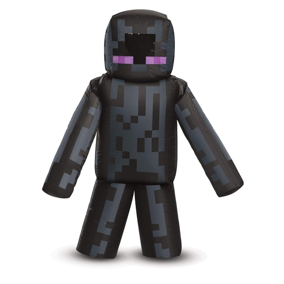 Disfraz inflable de Enderman para niños, operado por fanáticos de Minecraft
