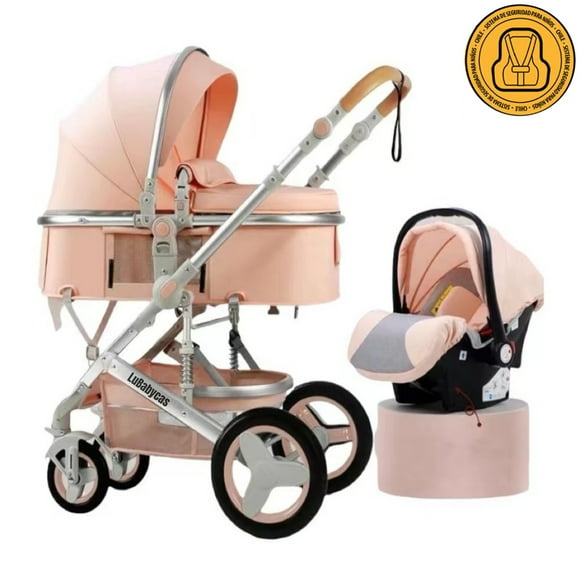 Coche Travel System Con Accesorios Rosado LuBabycas