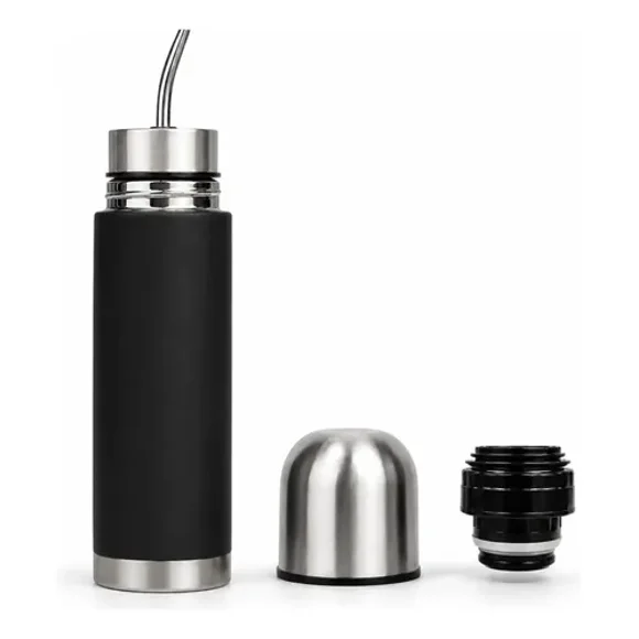 Termo Mate Acero Inoxidable 2en1 Botella Termica Tawo 750 Ml Negro