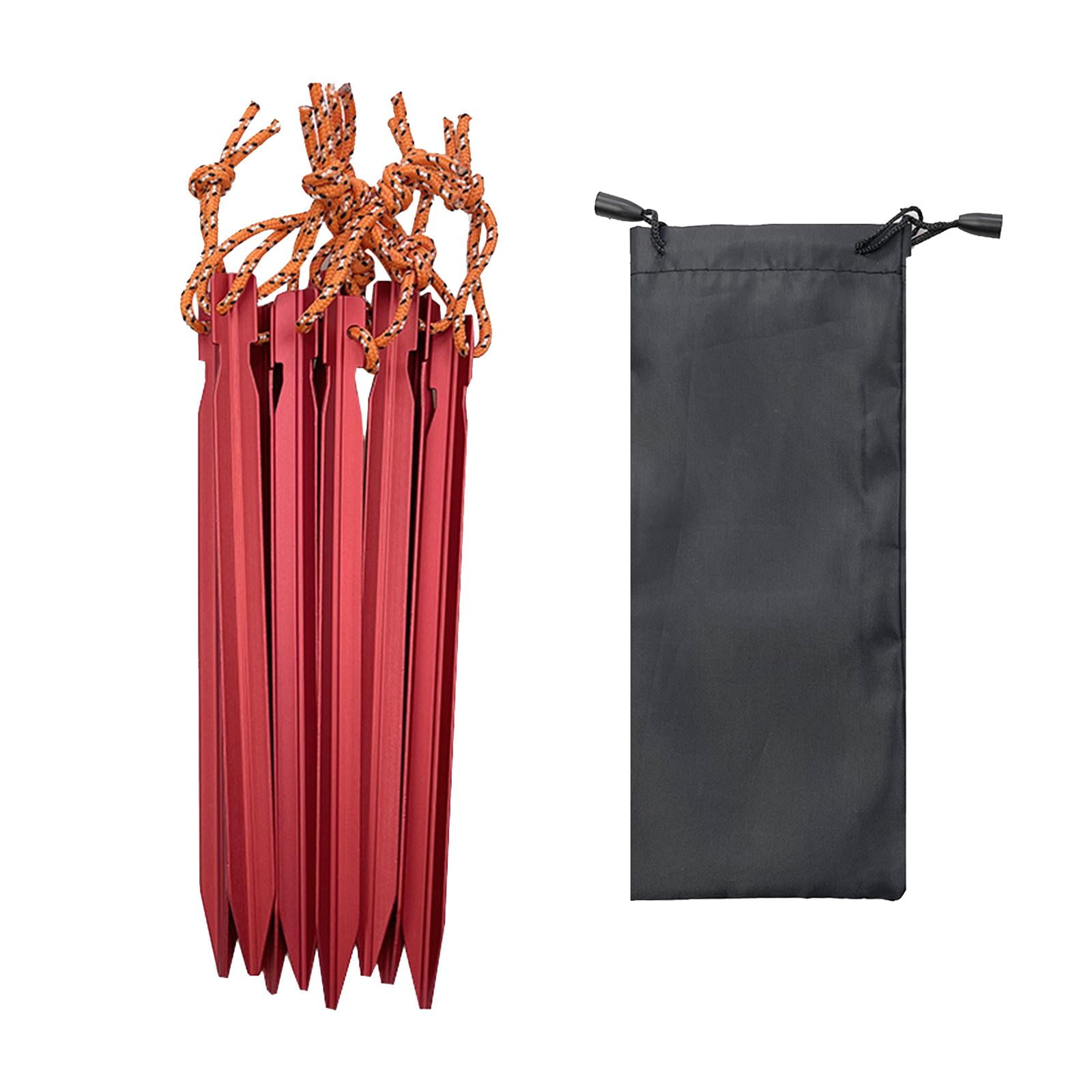 Magideal - 8 Uds Estacas Para Tienda De Campaña Clavo Para Tienda De Campaña Aleación De Aluminio Con Cuerdas De Tracción Clavijas Para Tienda De Campaña Para Se Rojo