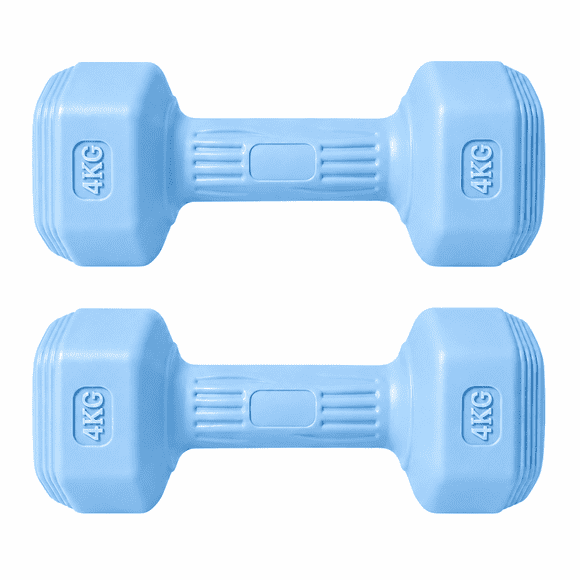 Par Mancuernas Hexagonales PVC 4 Kg c/u Pesas Fitness 8 Kg Total