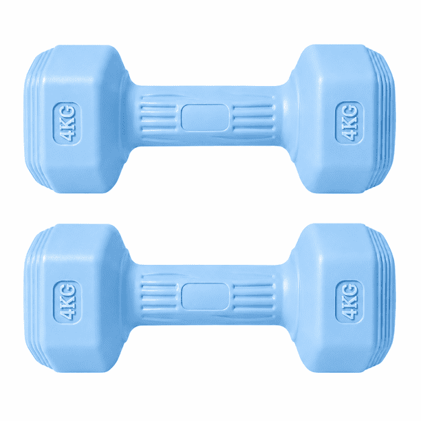 Par Mancuernas Hexagonales PVC 4 Kg c/u Pesas Fitness 8 Kg Total