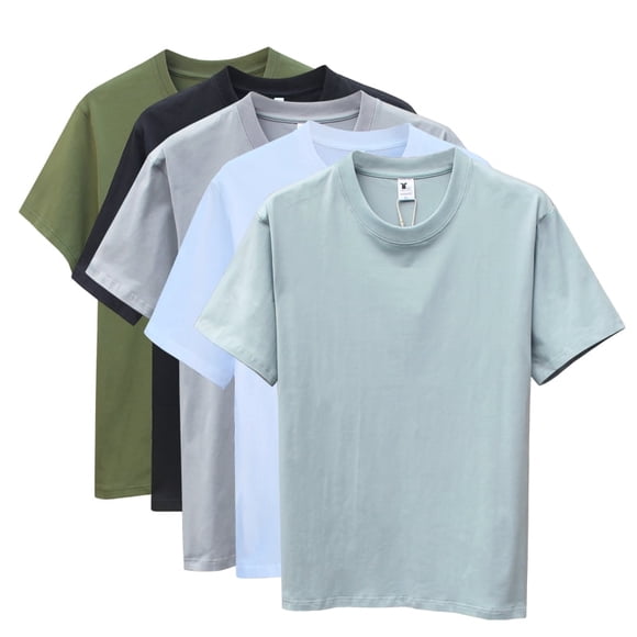 Camiseta de Mujer de Manga Corta, Camiseta Ajustada de Cuello Redondo, casual y Moderna, top de Mujer de Algodón de color Puro, Azul Claro