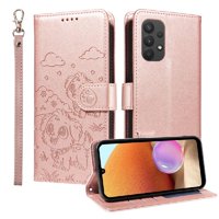 Funda Billetera Foxdock Compatible Con Samsung Galaxy A32 5G, Diseño Perrito Tierno, Ranuras Para Tarjetas Y Soporte Plegable