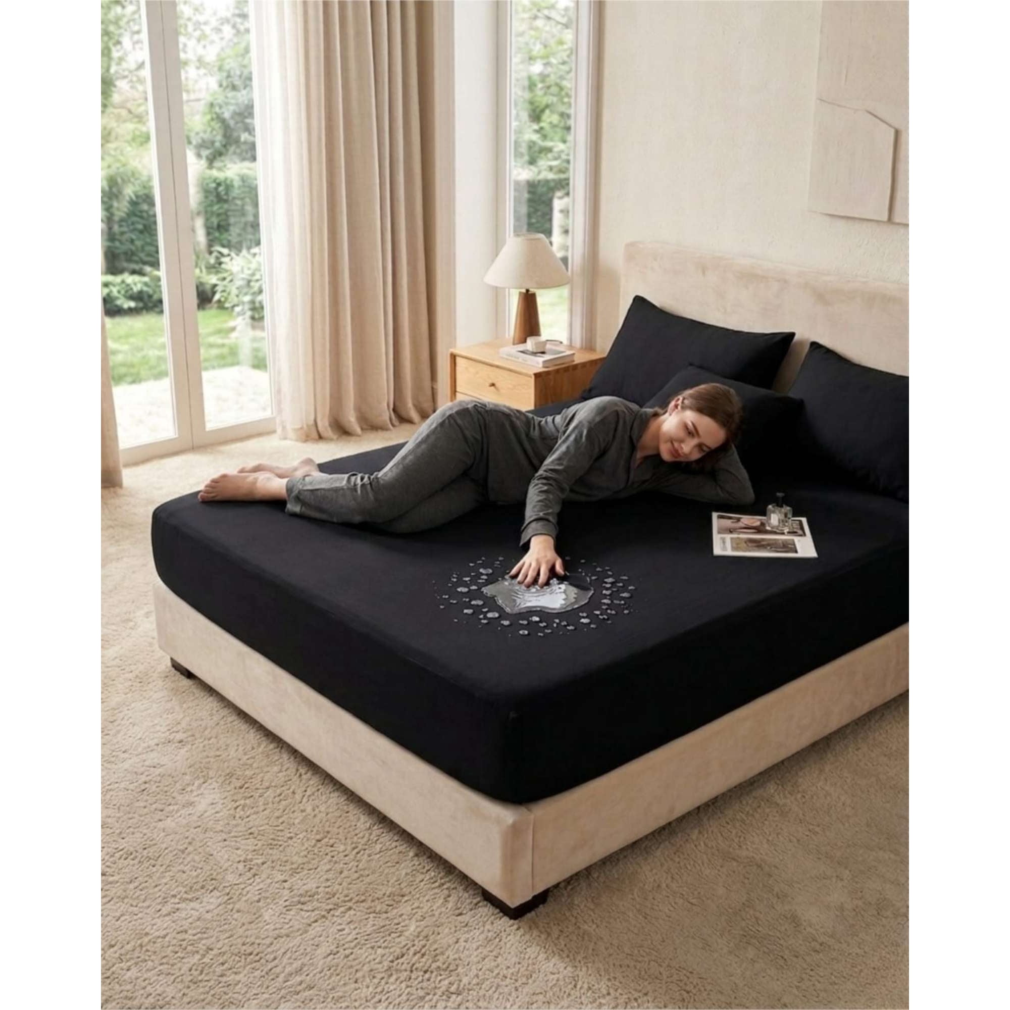Todo Para El Hogar - Protector De Colchon Impermeable Super King Color Negro